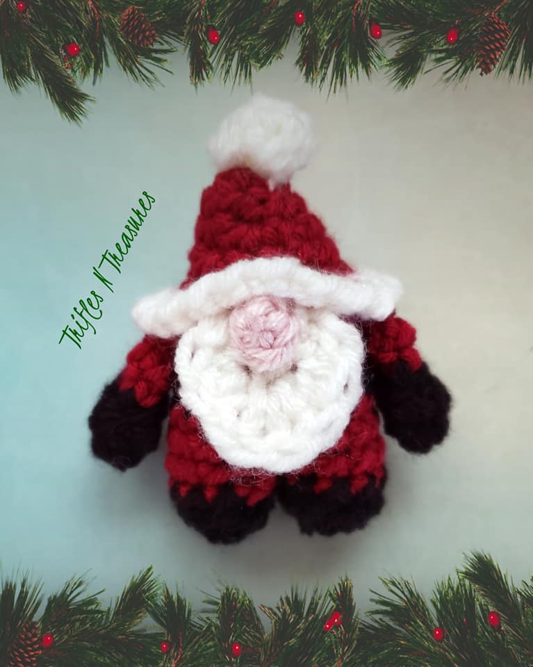 Santa Gnome Mini Ornament FREE Crochet Pattern ~Trifles N Treasures